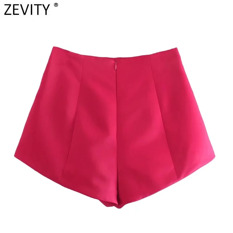 ZEVITY New Women High Street Pleats Design Bermuda Shorts Lady Zipper Fly Hot Shorts Chic Pantalone Cortos P1265