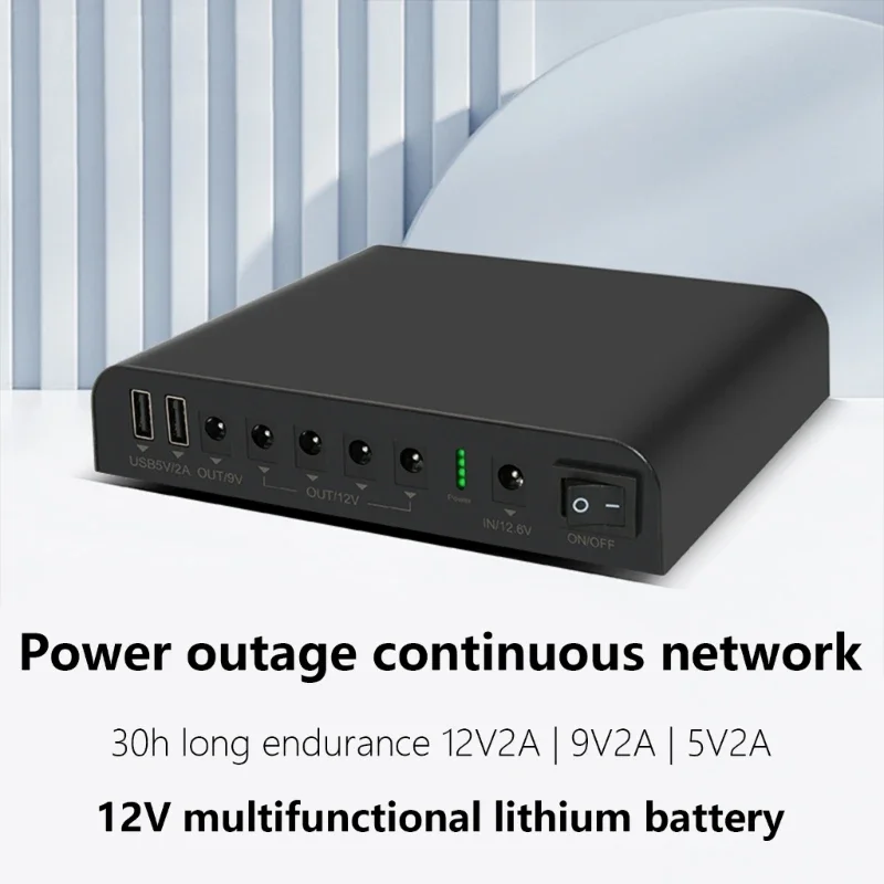 EU Plug UPS Power Supply Power Banks for WIFI, Modem/Routers, VOIP, Cameras 12000mAh Battery Double USB 5V2A DC12V8V5V Output