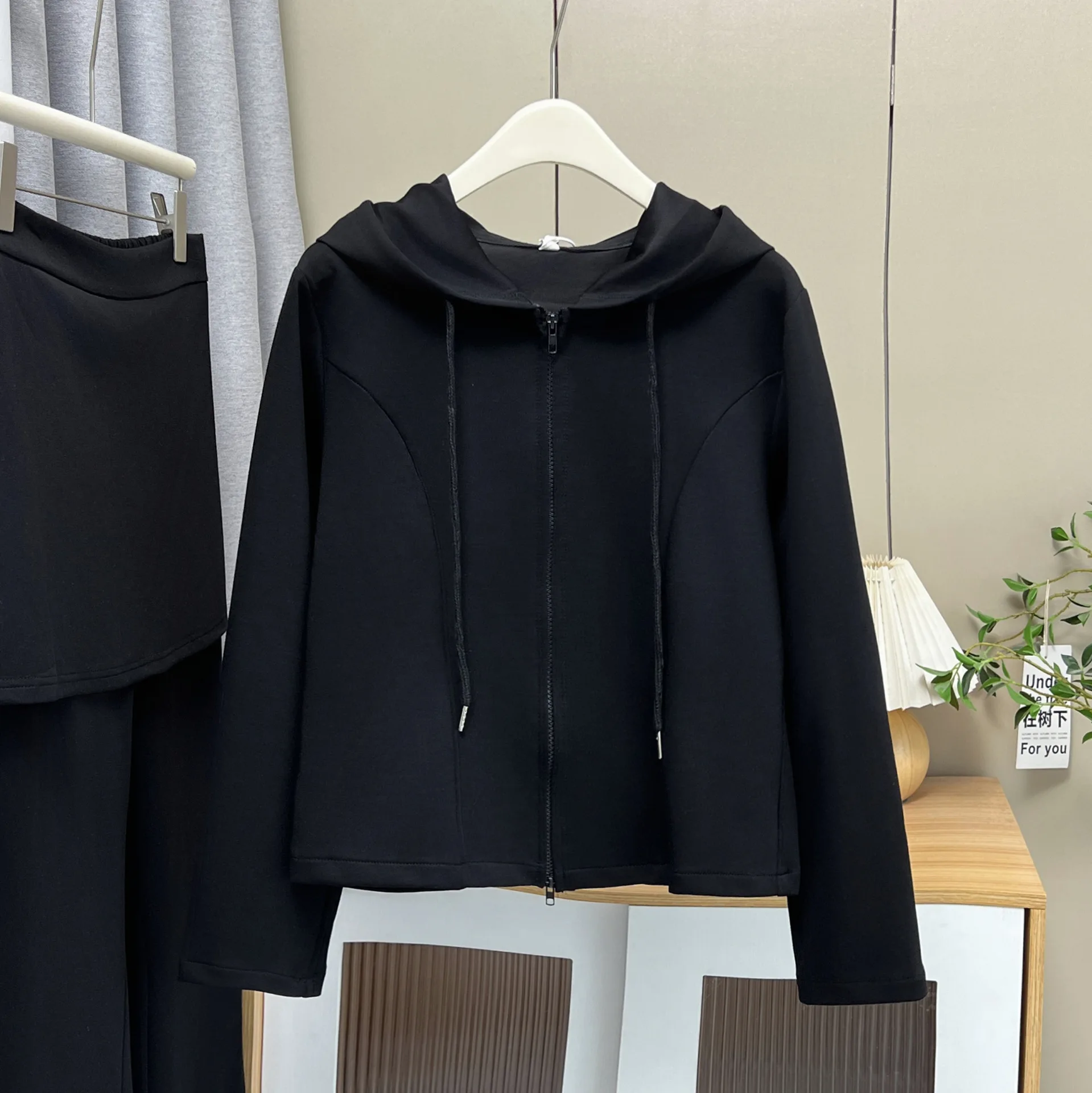 XXXXL Mode Plus Size Damessets Casual Herfst Capuchon Rits Top En Uitlopende Lange Broek Tweedelige Set