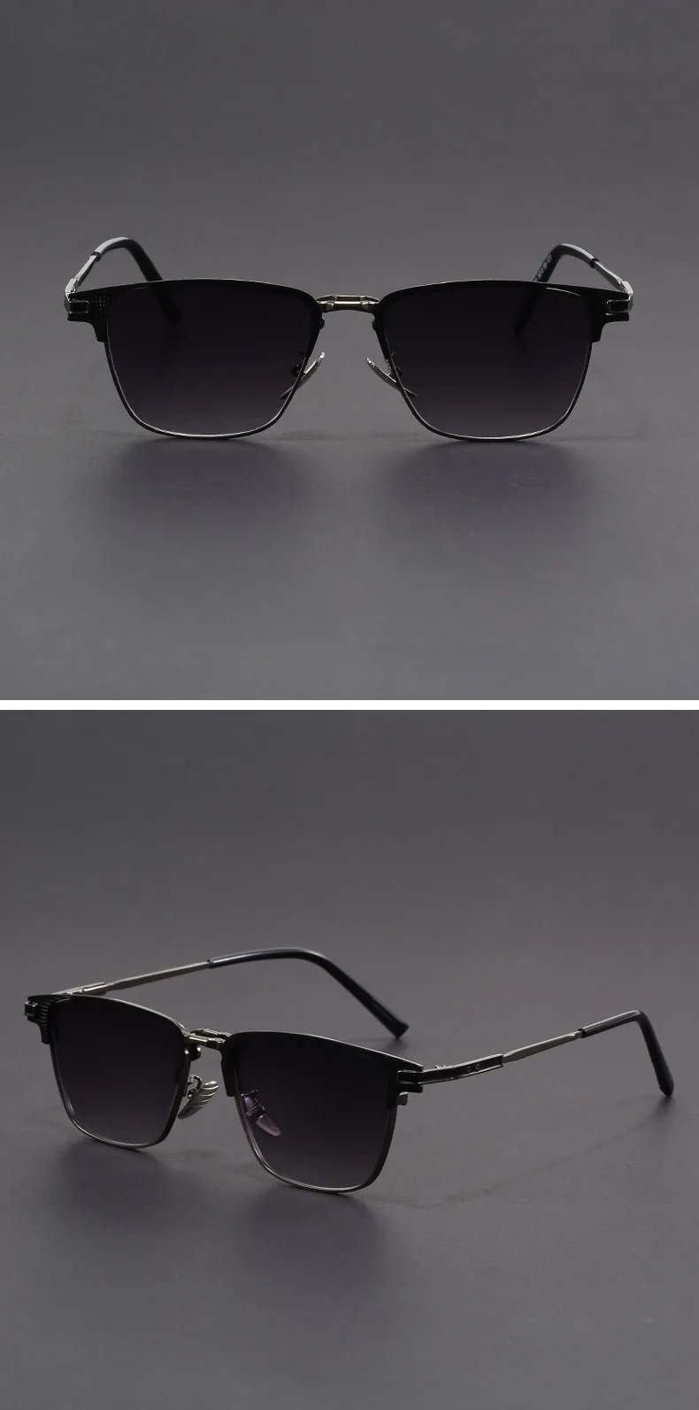 Neue Metall Quadratische Sonnenbrille Halbrahmen Polarisierte Sonnenbrille Herren Damen Luxusmarke Designer Sonnenbrillen Männlich Retro Rive – Detail 7