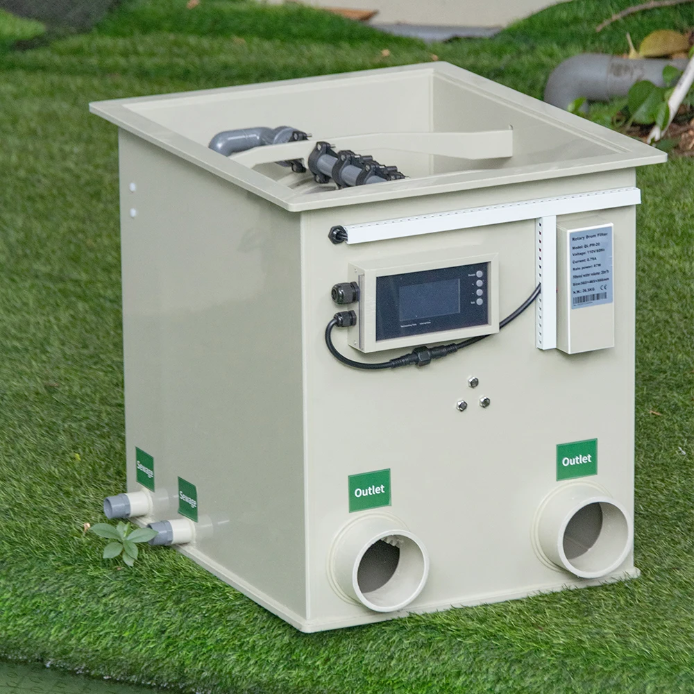

Aquaculture Fish Pond Water Treatment Machinery Micro Drum Filter Aquarium Family Home Drum Filter 20m3 for Koi Pond
