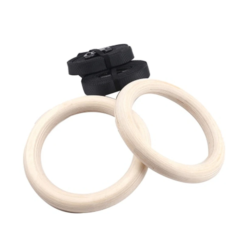 

38Mm Birch Wood Gymnastics Rings Gym Exercise Pull Up Muscle Adjustable Long Buckle Fit Gym