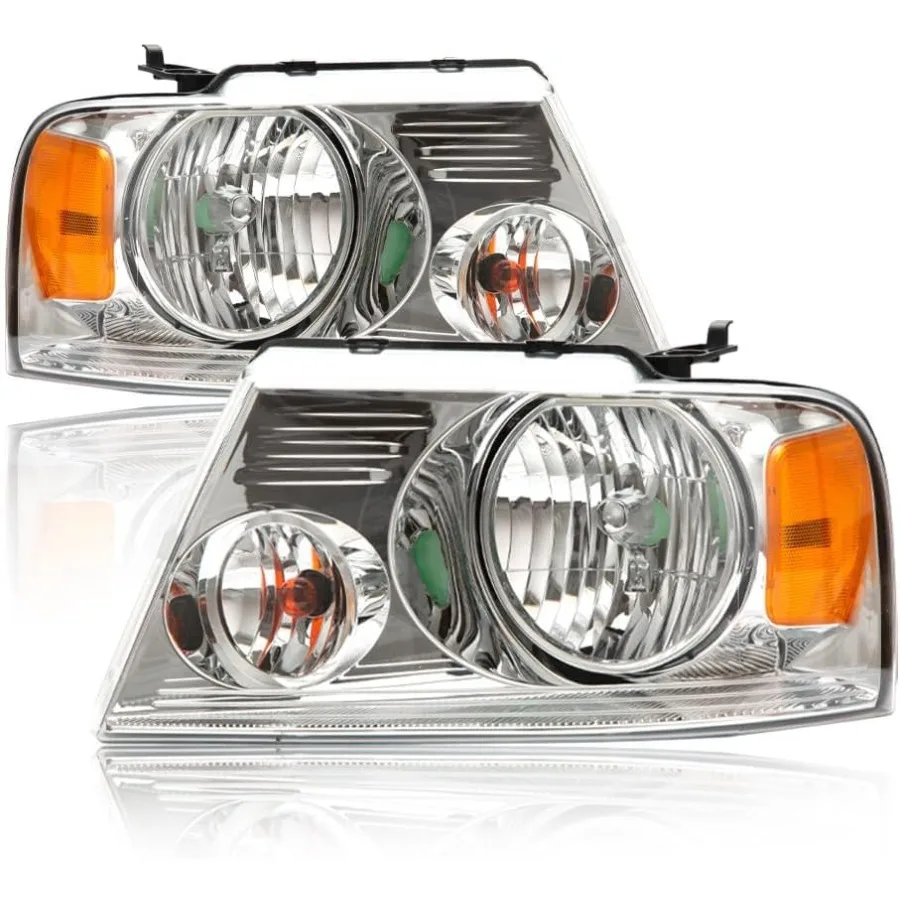 

Фары, совместимые с Lincoln Mark LT 20042008 F150 и 20062008 гг., хромированный корпус с прозрачными линзами и янтарным отражателем для Enhan