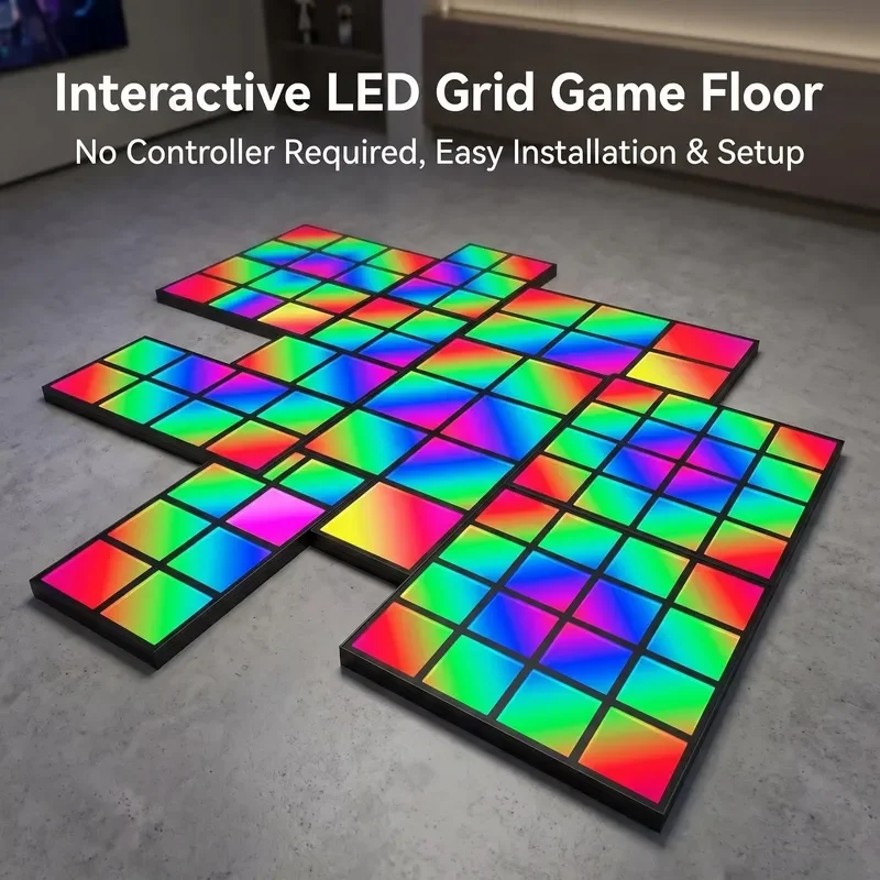 Interactive LED Dance Floor Jumping Grid Light Game System Colorful Floor Tiles for Kids Adults Party Entertainment