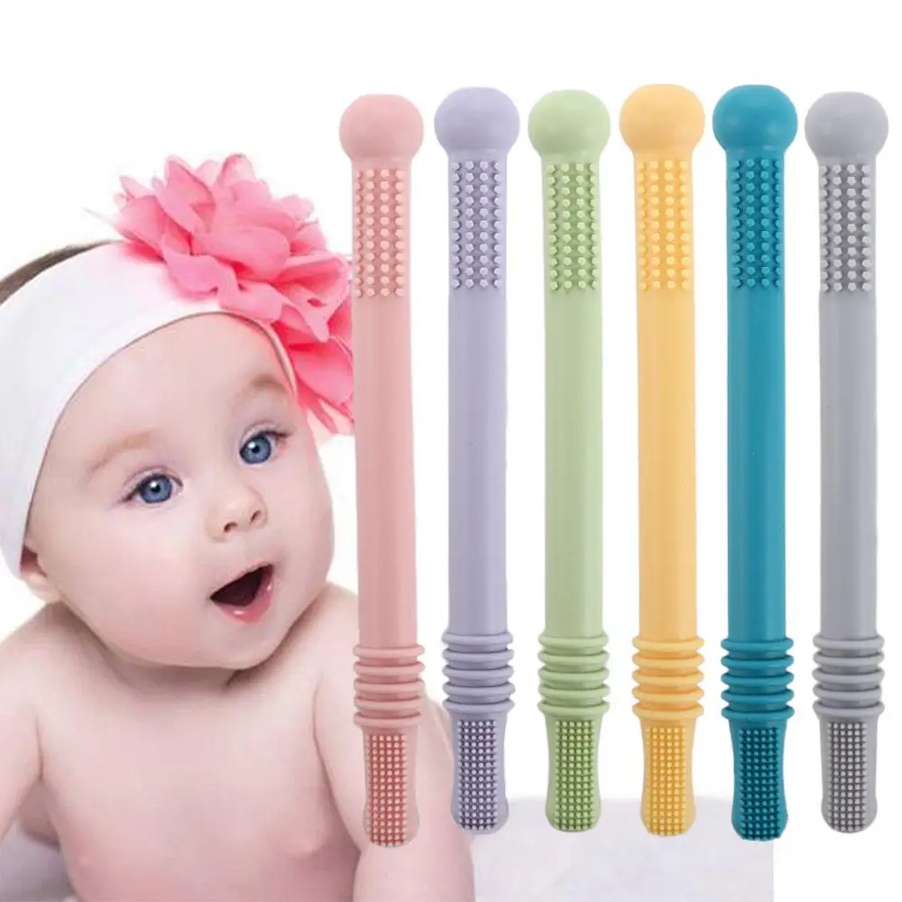 Baby Teether Safe Toys Toddle Teething Straw Silicone Chew Dental Care Toothbrush Gift