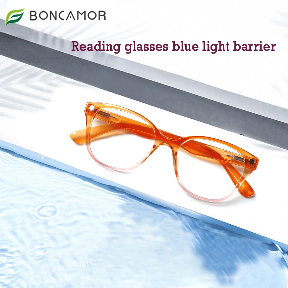 

Anti-Blue Light Prescription Glasses Women's Fashion Reading Glasses Square Lightweight Frame Presbyopia Glasses