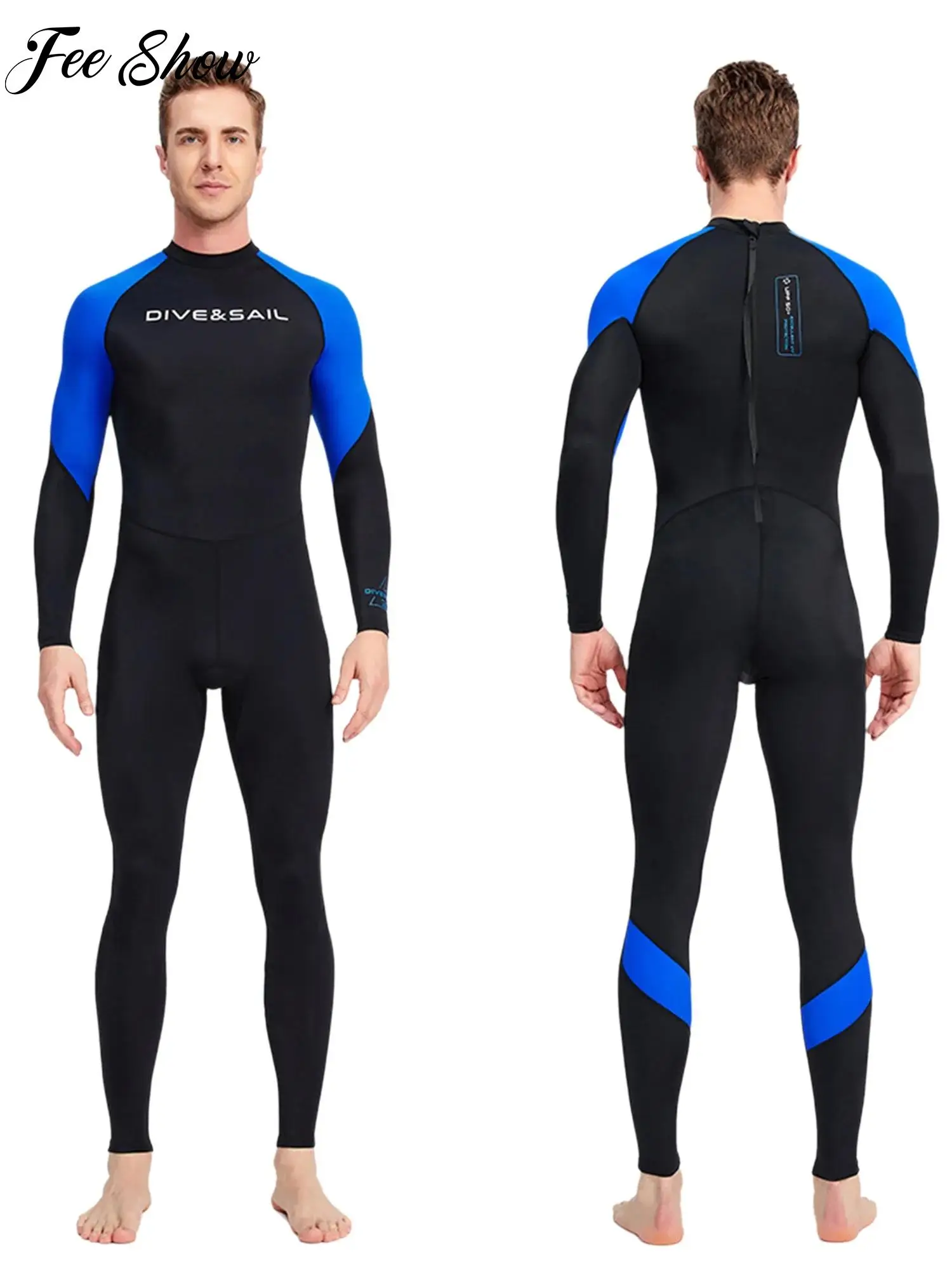 men-one-piece-swimsuit-long-sleeve-back-zip-full-sun-protection-quick-dry-diving-snorkeling-surfing-swimsuit-for-water-sports