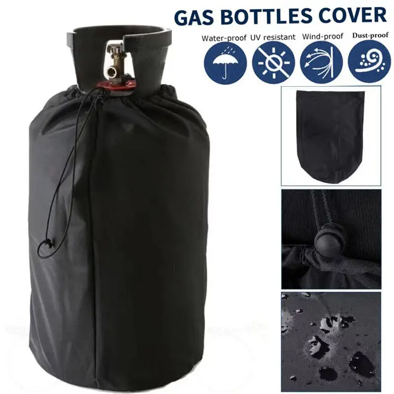 Oxford Propane Tank Cover 210D Outdoor Waterproof Dustproof Gas Bottles Cover Camping Gas Stove Protective Covers Black