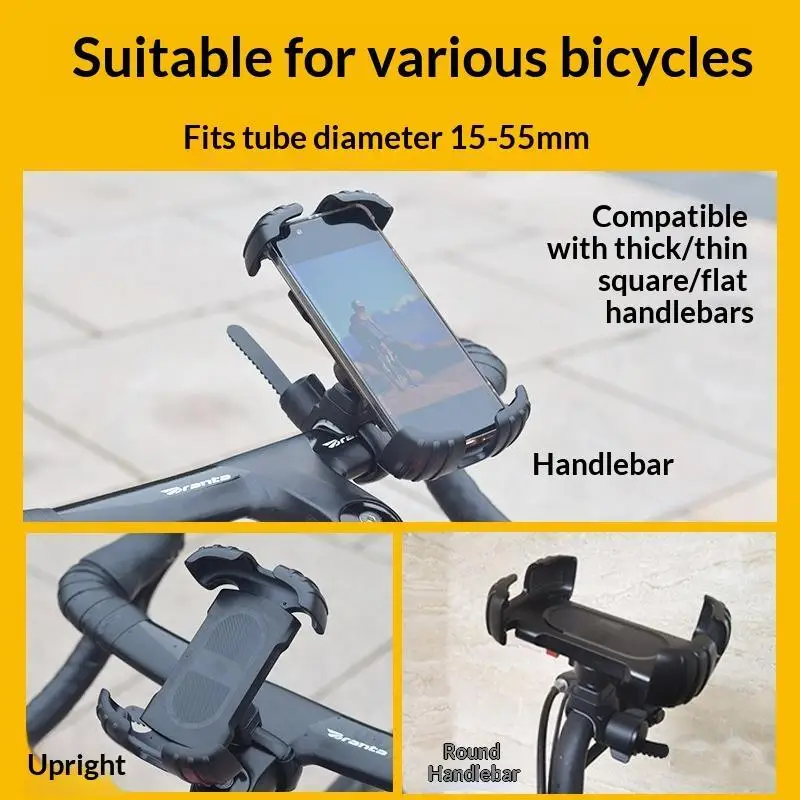 360° Rotatable Motorcycle Bike Phone Stand Stable Adjustable Anti-shake Mount for 4-7 Inch Phones Mountain Road Cycling
