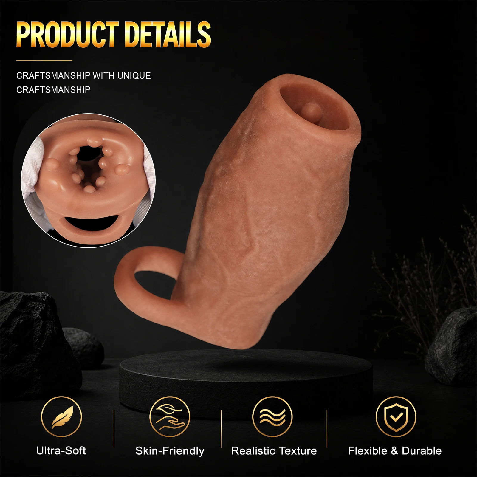 Dick Sleeve Enlargement Lock Sperm Penis Ring Adult Men Sex Toy Enlarged and Thicken Cock Sleeve Soft Silicone Male 18+ Sexy Toy - view 5