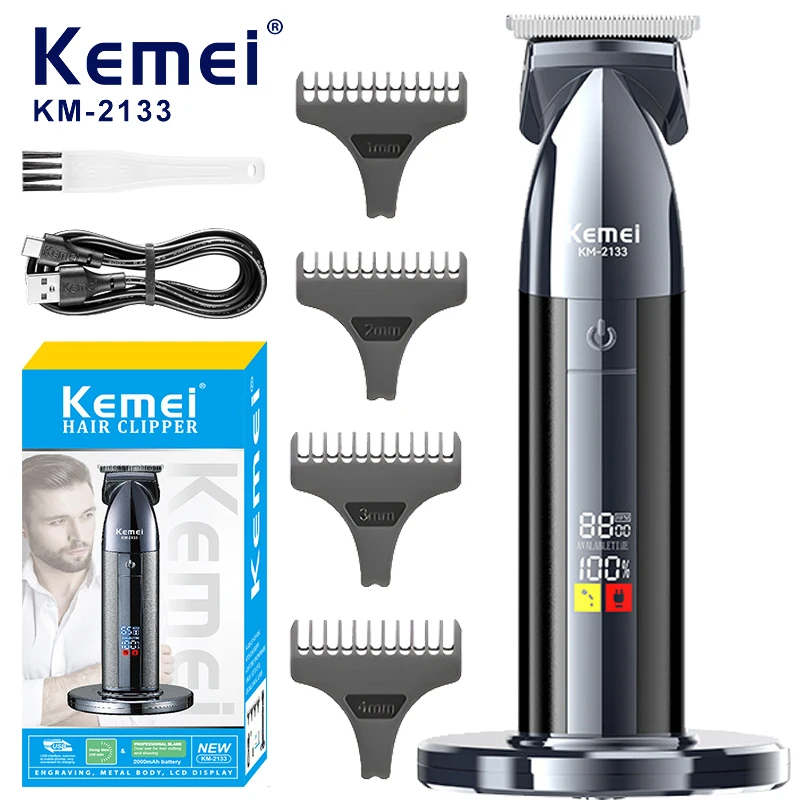 

Kemei Hair Clippers for Men Professional Beard Trimmer with LED Display Rechargeable Hair Trimmer Hair Cutting Kit for Household