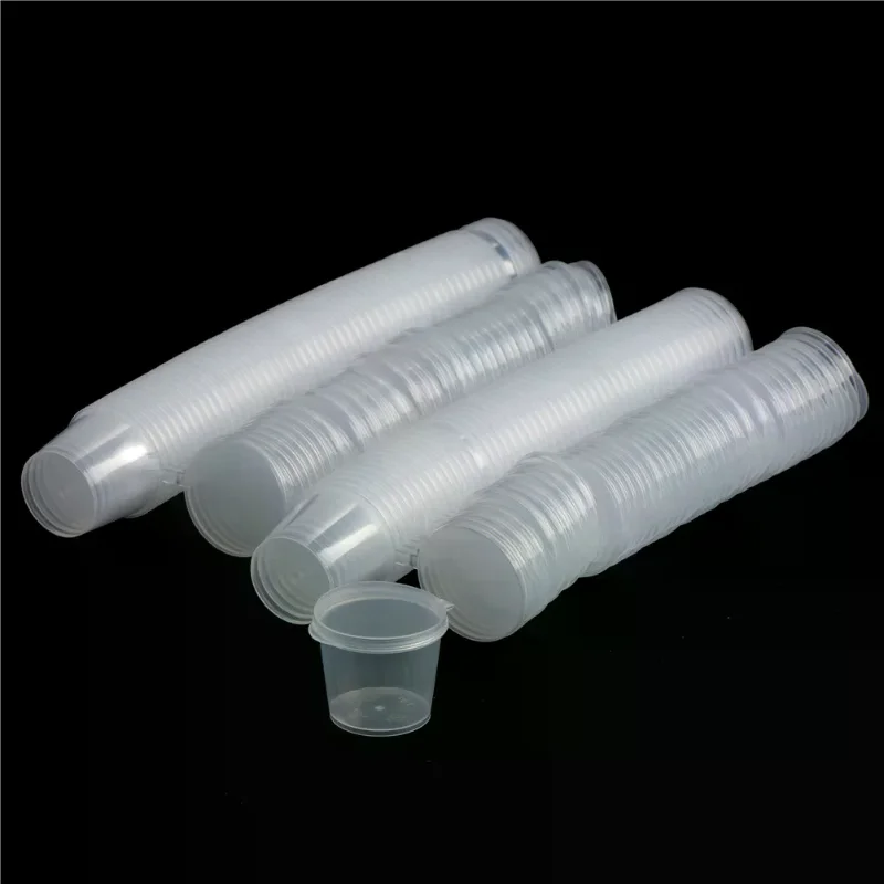 100Pcs Disposable Small Plastic Sauce Cups Food Storage Clear Package Box&Lid