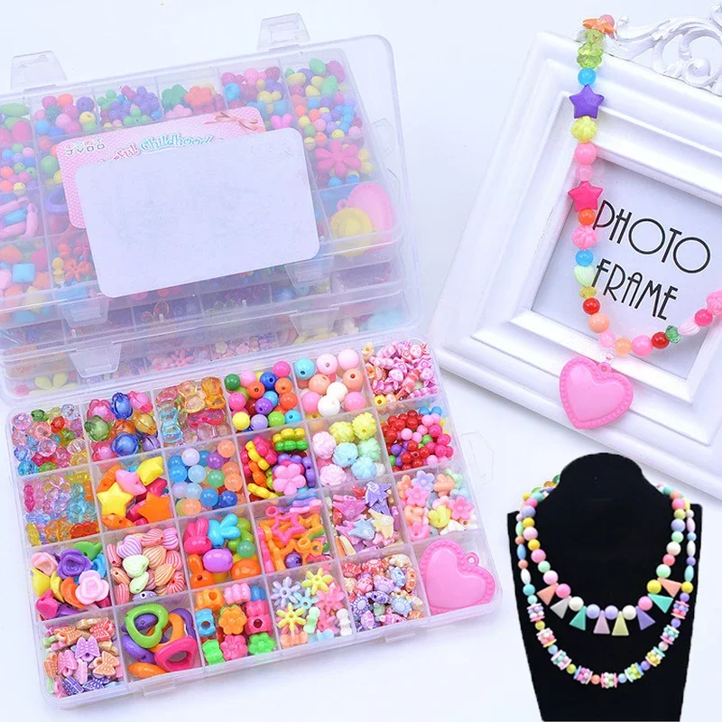 500Pcs DIY Beads Toys for Children Handmade Educational with Storage Box Bracelet Jewelry Making Toys Creative Girl Jewelry Gift