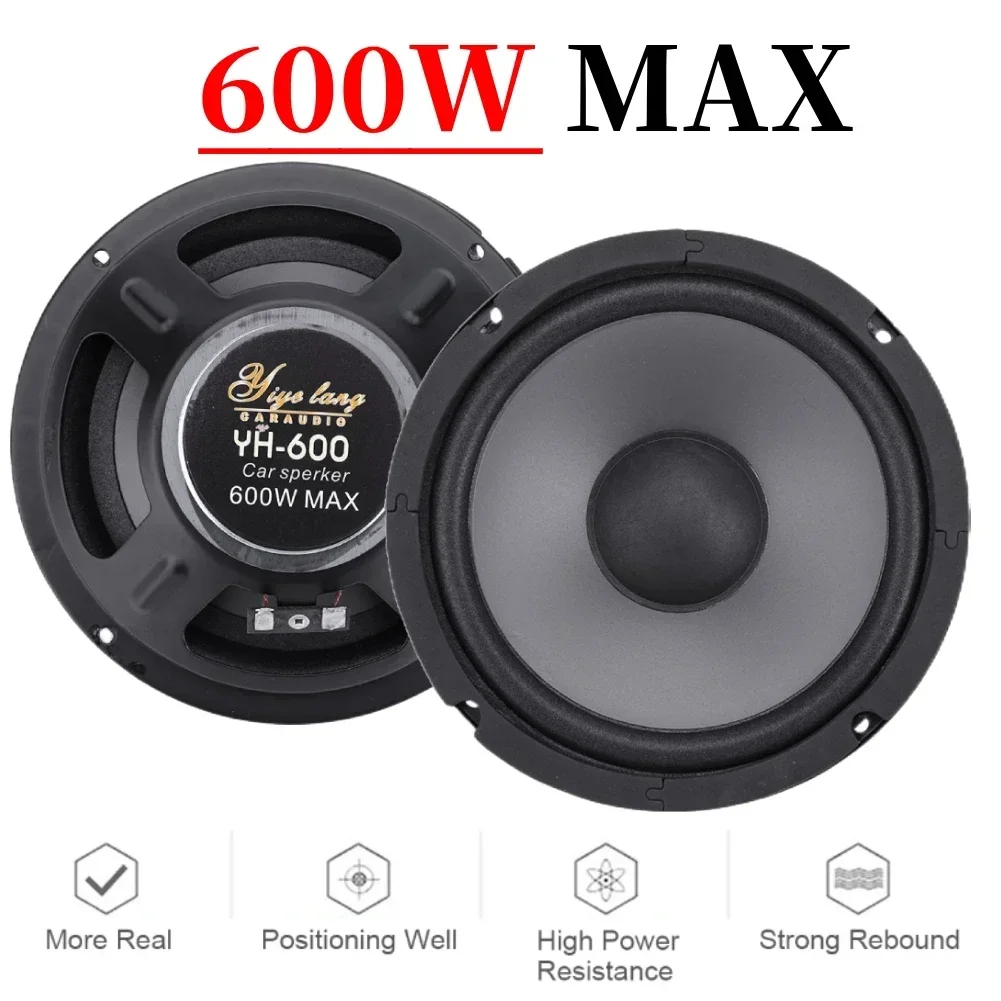 new 1pcs 6 Inch 600W Car HiFi Coaxial Sound Speaker Auto Door Audio Music Stereo Full Range Frequency Automotive Speakers