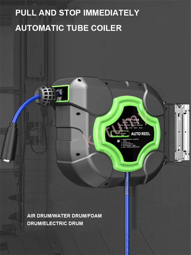Imagem -02 - Carretel de Mangueira Retrátil Automático Reparação Automóvel Dedicada Retractor de Duto de ar Receptor de Tubulação Pneumática Beleza 10 m 15 m 20 m 25m