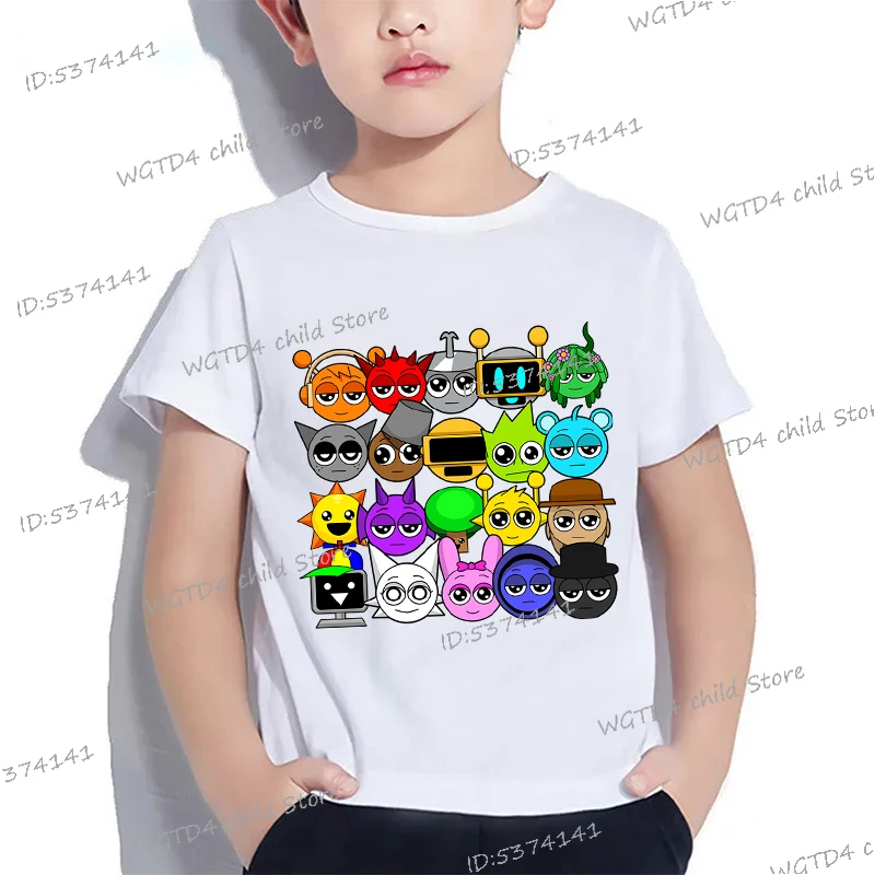 Sprunki T-shirt For Boys Girls Fashion Kids Tees Cute Game Figure Tshirt Summer Short Sleeve Anime Tops Sprunki T Shirt Gifts