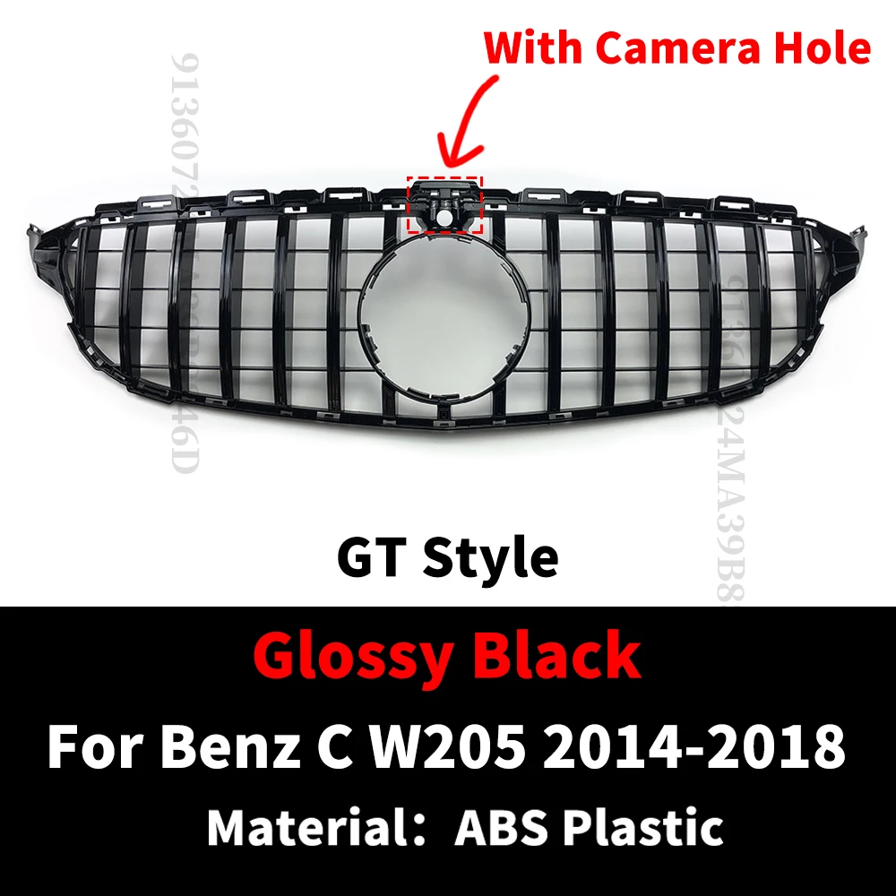 GT Style Frontgrill Stoßstangengrill für Mercedes W205 Benz C C205 S205 C43 2014–2021 wie C260 C250 C180 C200 C300 Sport Tuning – Detail 9