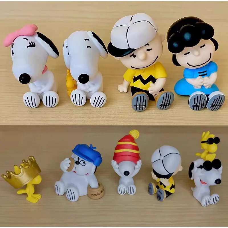TOMY 오리지널 가샤폰 숨바꼭질 스누피 피너츠 애니메이션 피규어 장난감 어린이 선물용 수집 모델 장식품