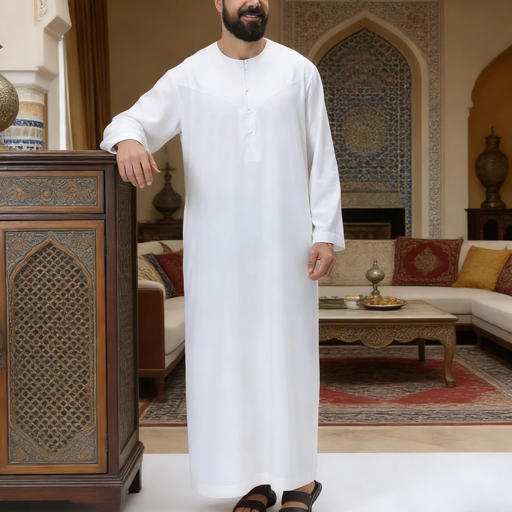 

Caftan Jubba Thobe Djellaba Dubai Abaya Muslim Dress Kaftan Middle East Men's Robe Saudi Arabic Daffah Dishdasha Islam Clothing