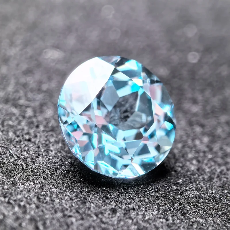 Lab Grown Sapphire Aquamarine Color Round Shaped Extremely Shiny Quality  Advanced Jewelry Making Materials  AGL Certificate