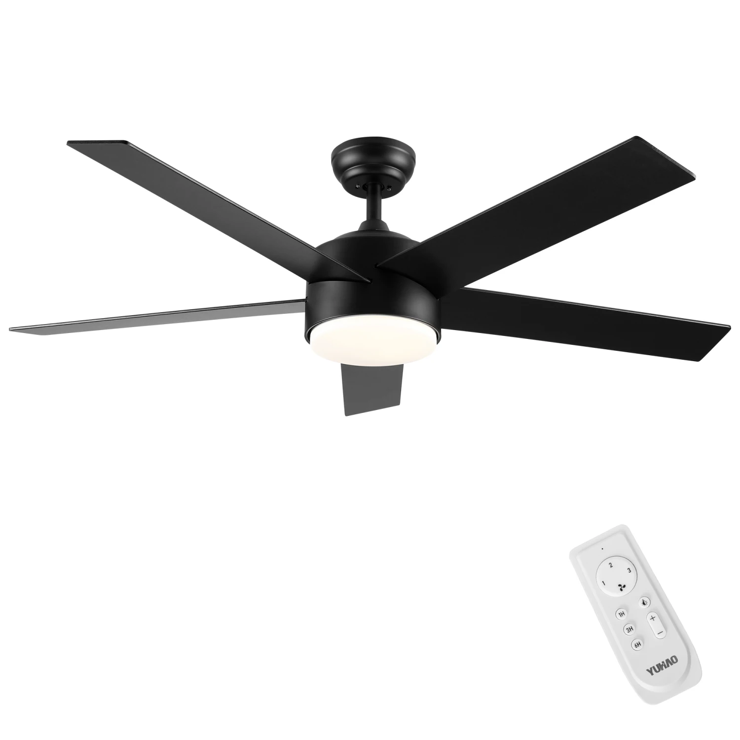 52 inch indoor 5 plywood black ceiling fan with light