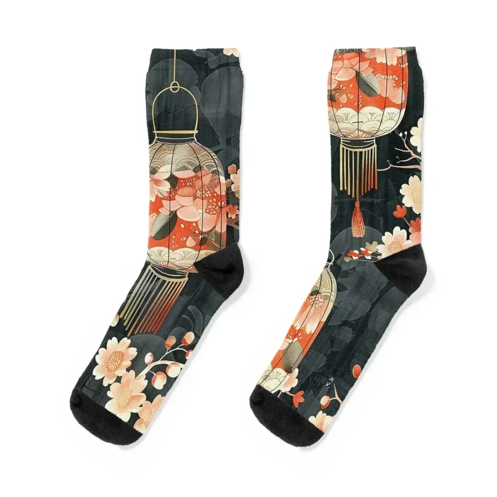 

Japanese lantern sign pattern Socks golf anti slip football sport christmass gift Socks Female Men's