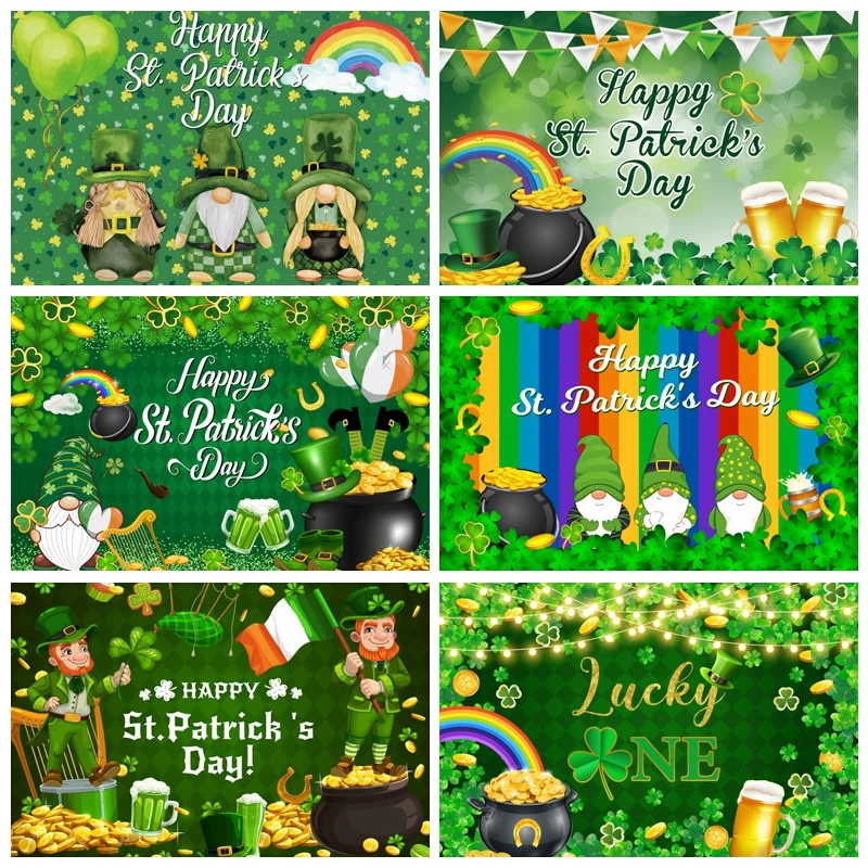 خلفية للتصوير الفوتوغرافي لعيد القديس باتريك ديكور حفلات محظوظ ربيعي أخضر شامروكس ليبريشان خلفية صورة للأطفال دعامة للتصوير الفوتوغرافي