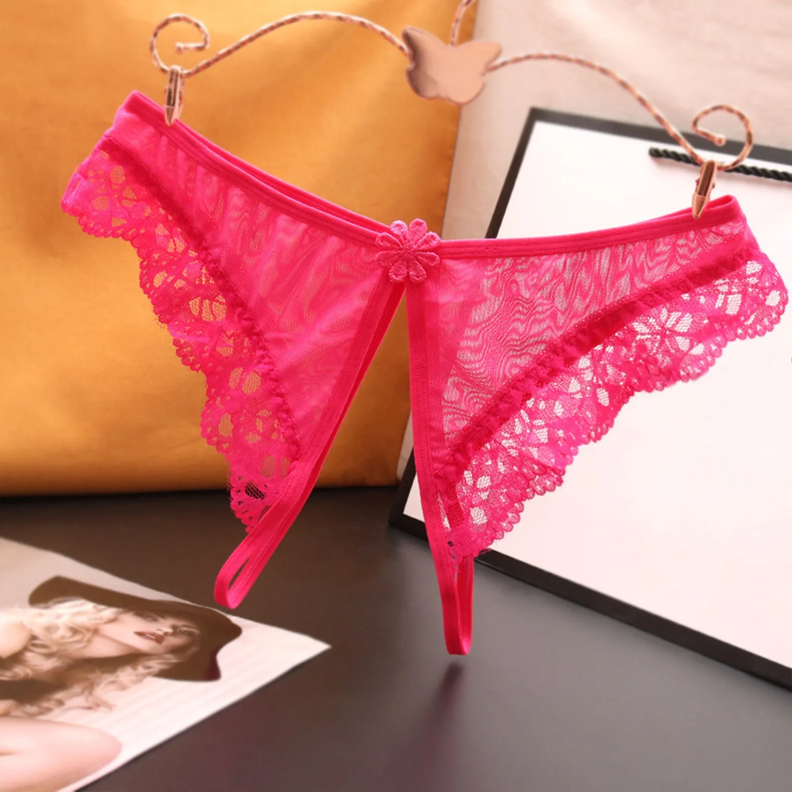 Women\'S Sexy Lace Underpants Women Secret Underwear Open Crotch Panties Low Waist Briefs Underwear Valentine\'s Day Lingerie 팬티