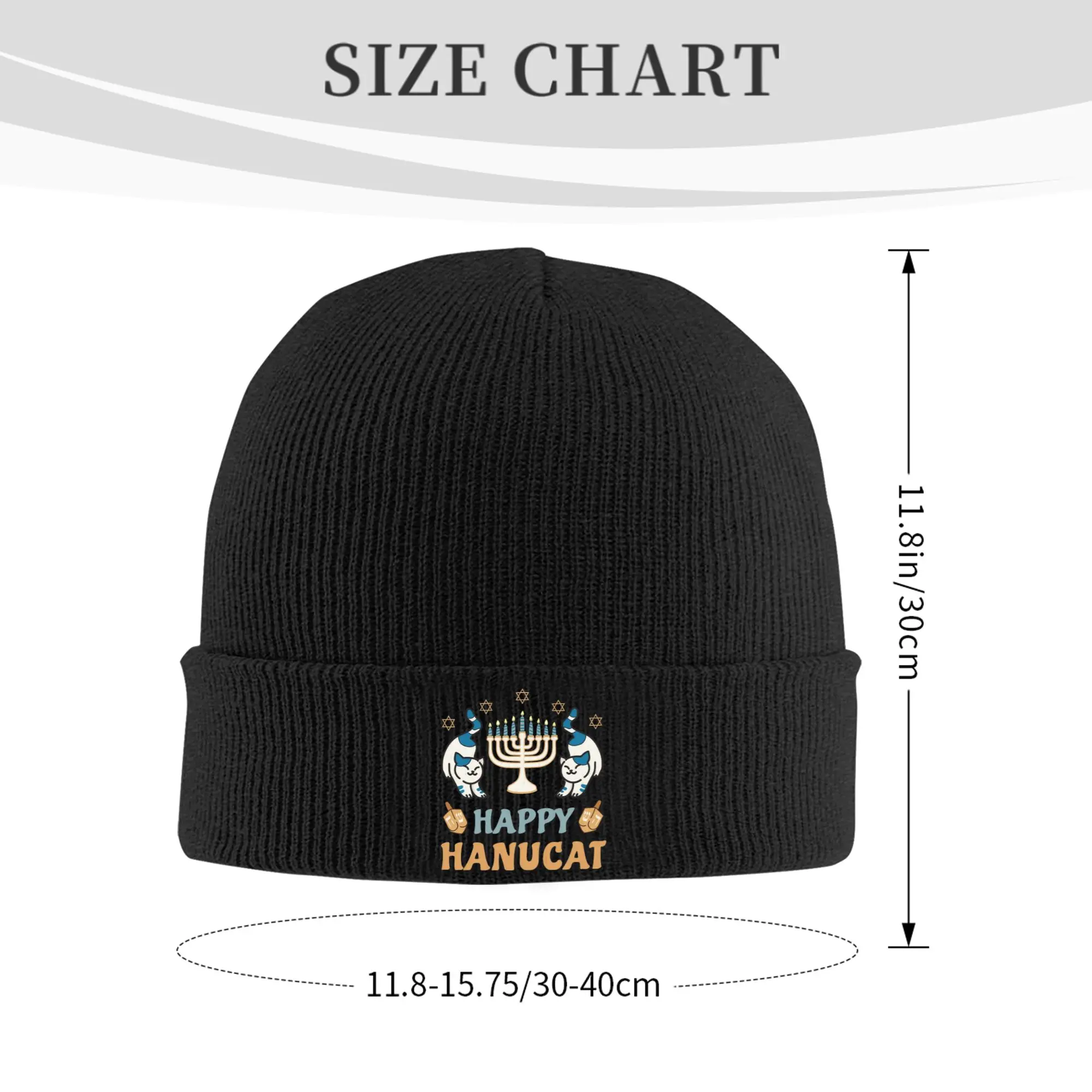 Happy Hanukkah Cat Menorasaurus Hat Autumn Winter Beanie Street  Cap Female Male Acrylic Bonnet