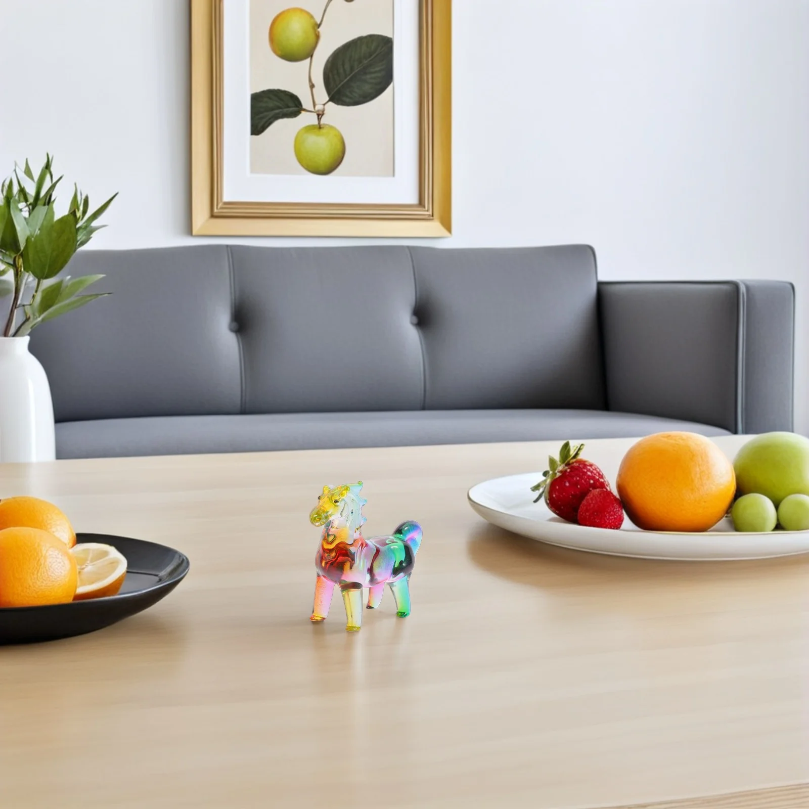 

Crystal Horse Ornament Colorful Transparent Desktop Decor Elegant Tabletop Sculpture Living Room Housewarming Gift