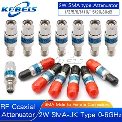 1PCS SMA Attenuators 2W DC-6GHz SMA Male to Female RF Coaxial Fixed Attenuator 1/3/5/6/8/10/15/20/30dBi 50ohm SMA Connectors