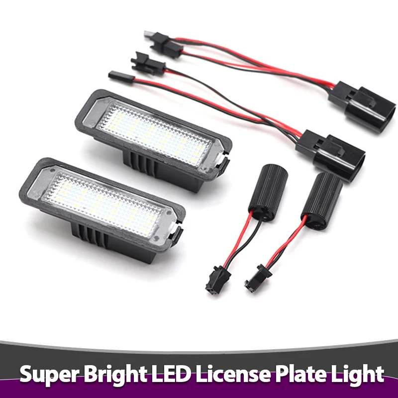 Lâmpada de Placa de Luz para Carro, Lâmpada para VW Passat B6, CC, Eos, Golf 4, 5, 6, 7, MK7, Polo, Superb, Seat Leon, Altea, 2 peças LED para Placa de Licença