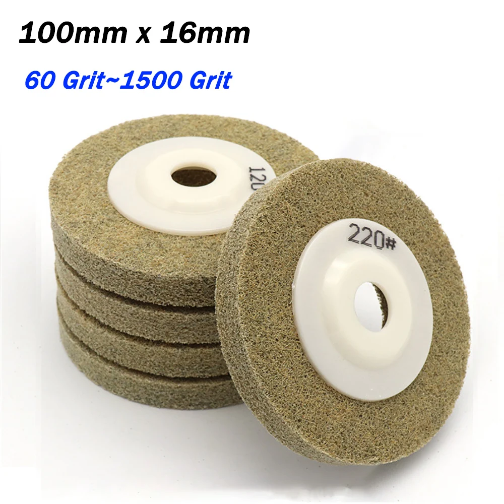 

100x16mm Nylon Fiber Polishing Wheel Abrasive Sanding Disc For Angle Grinder Metal Woodworking Glass Cleaning Abrasive Tool