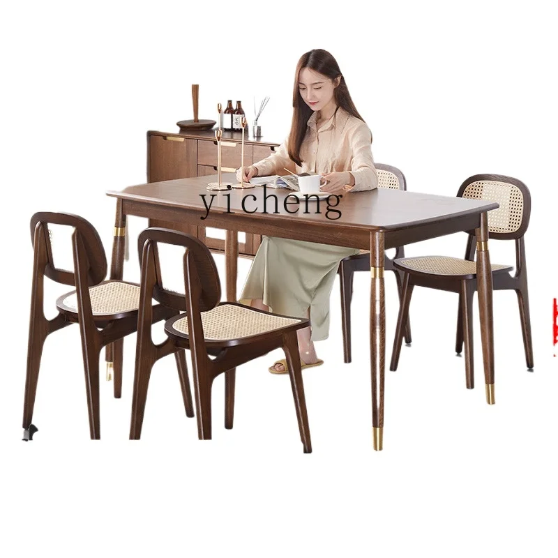 

ZF Furniture Solid Wood Dining Table Boxwood Dining Table Small Apartment Light Luxury