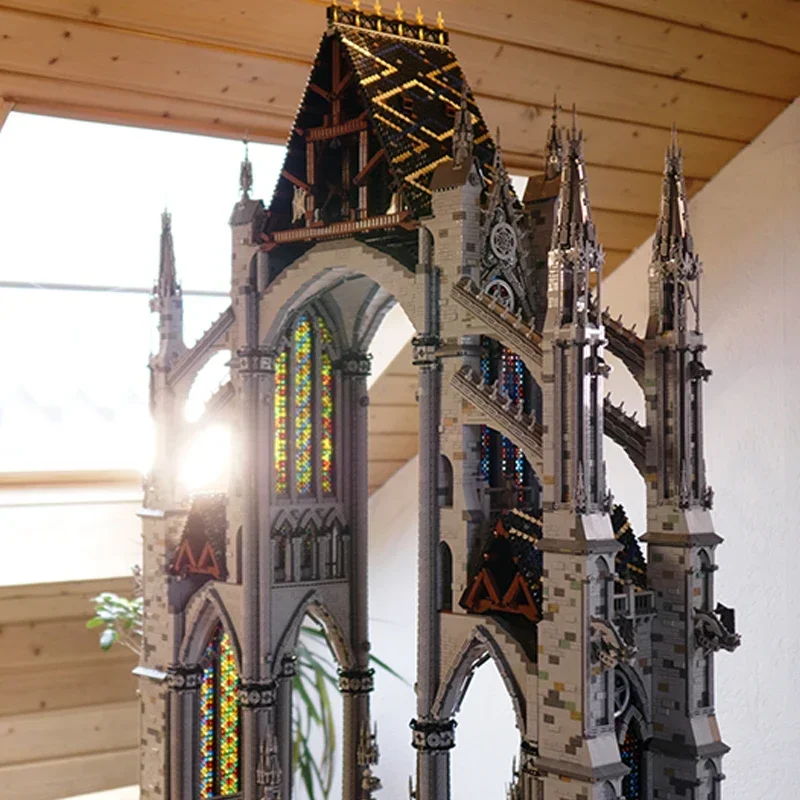 Blocos de Construção da Catedral Gótica, Modelo Medieval Street View, MOC Bricks, Tecnologia Tijolos Modulares, Brinquedos de Natal, Conjuntos DIY, Montagem, Presentes