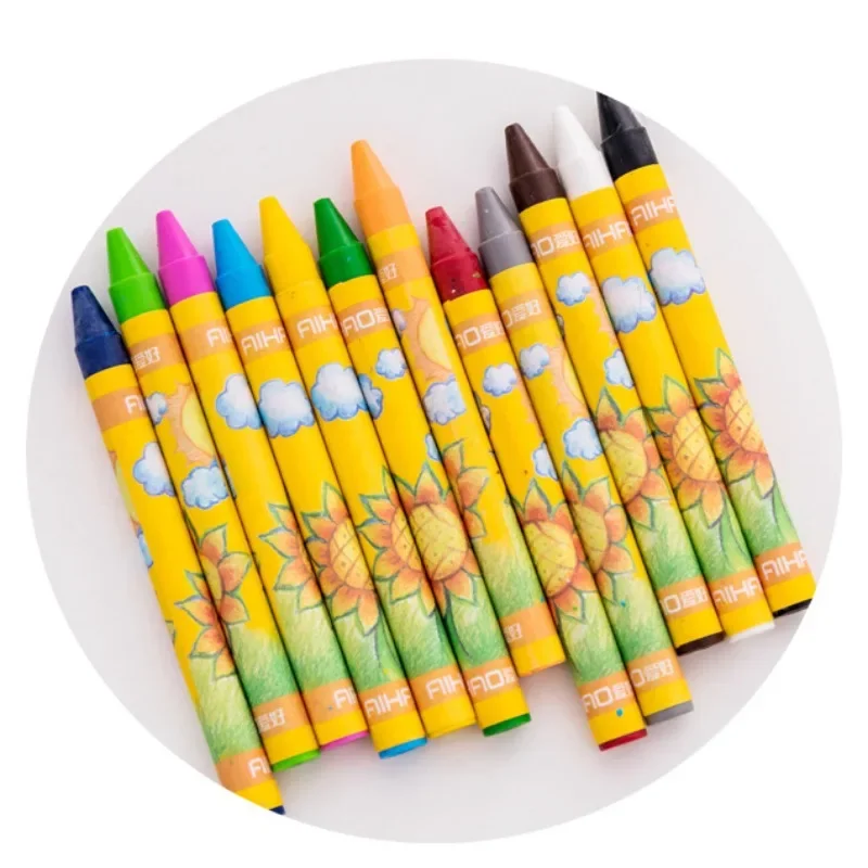 HEYEJET 12 Colors Non-Toxic Crayon Oil Painting Stick Kids Student Pastel Pencils for Drawing Colored Pencils