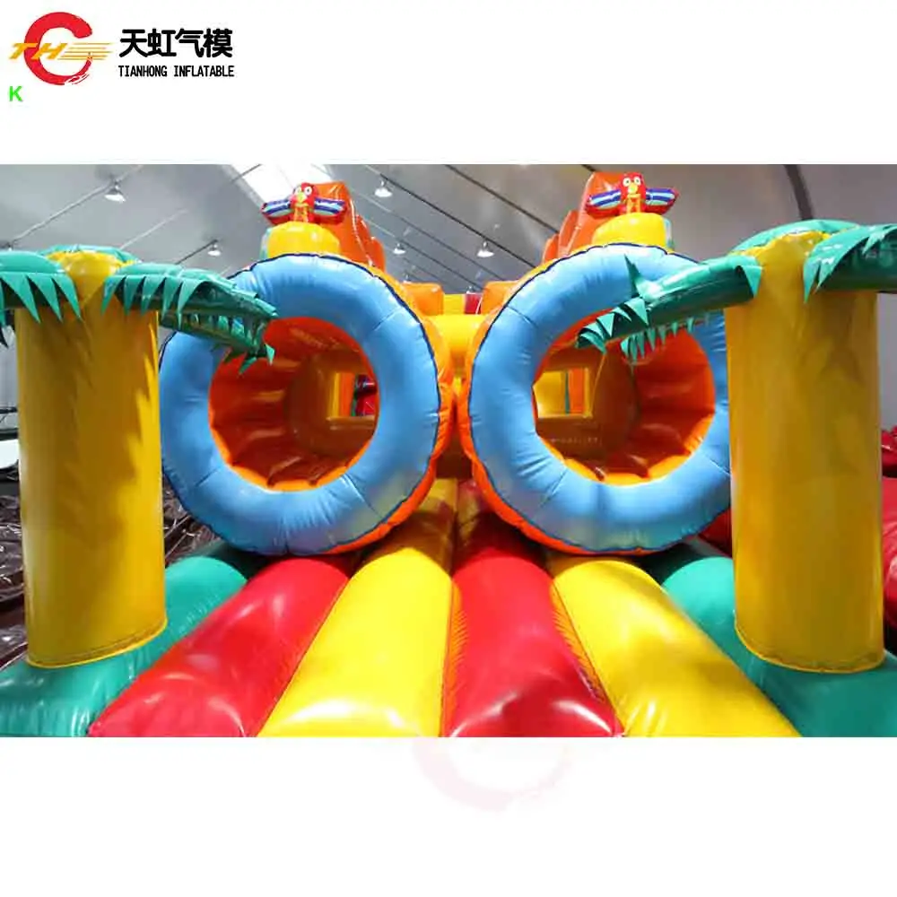 ملعب دورة عقبة قابلة للنفخ على شكل الغابة، حارس تجاري متين قابل للنفخ مع عوائق منزلقة