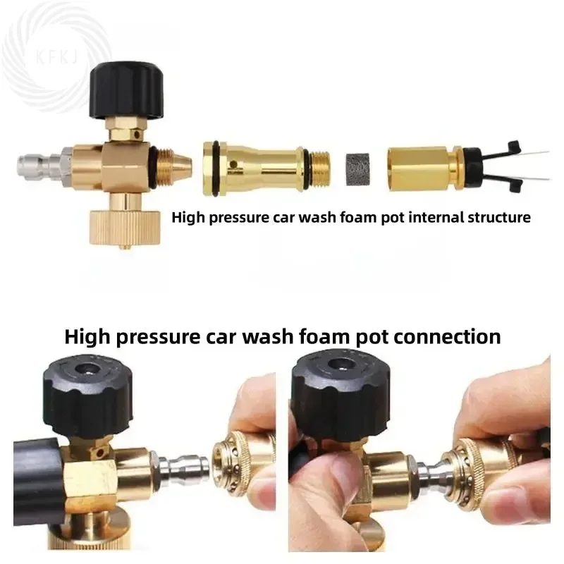 1/4 واجهة التوصيل السريع n لسلسلة Karcher K 4350PSI ارتفاع ضغط غسيل السيارات بندقية رذاذ الرغوة مع 5 فوهات M22-14 محول #3