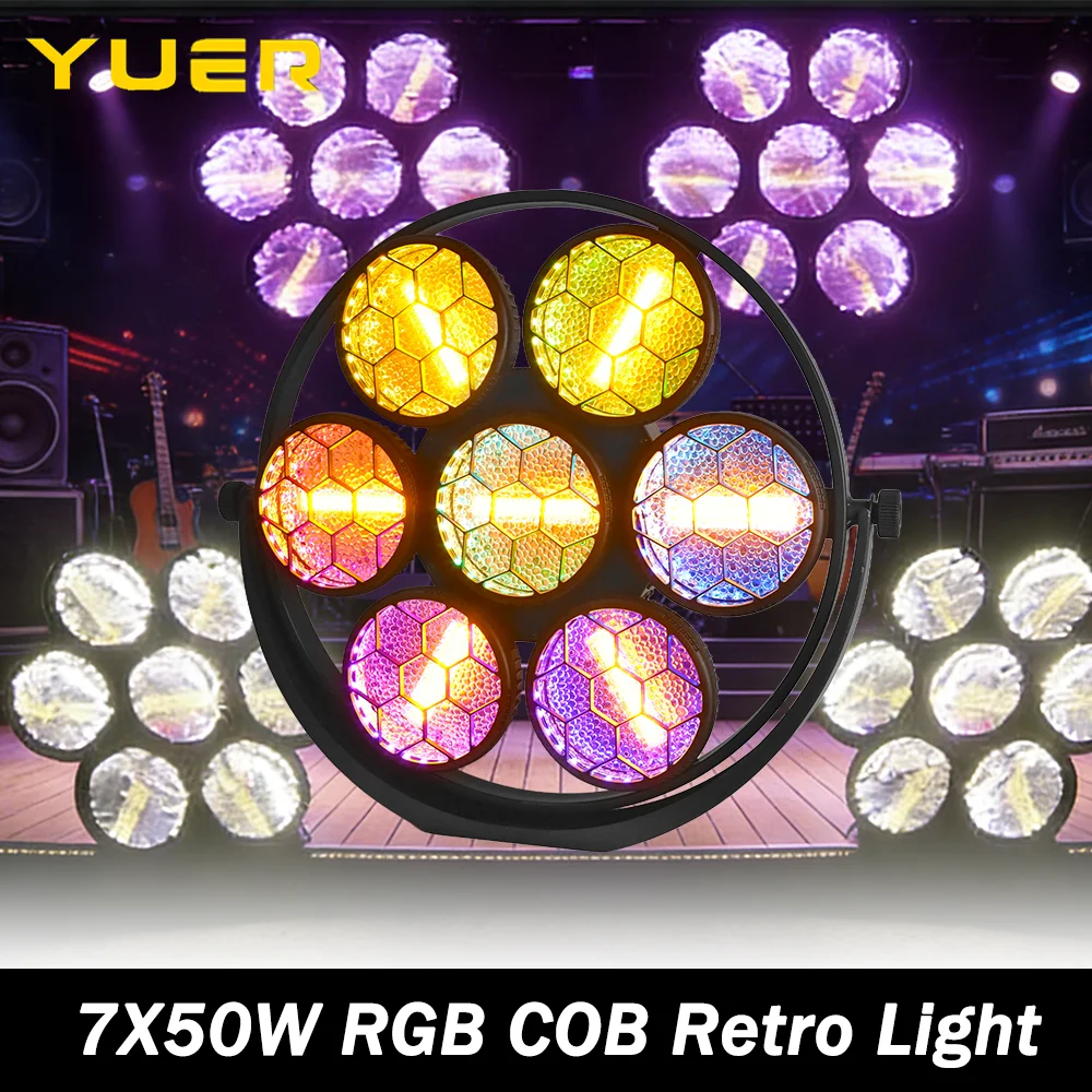 7X50W Stage Effect Light RGB COB strobe DMX512 Sound Control Stage Equipment For Wedding DJ Disco Party Club Events Light