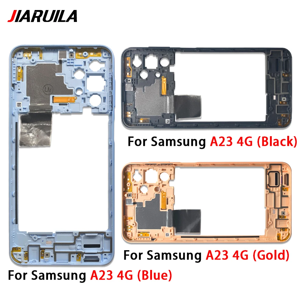 10 PCS New For Samsung A23 4G 5G Middle Frame Bezel With Power ON OFF Switch Button Replacements