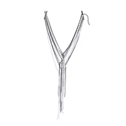 Pearl Rhinestone Long Chains Tassel V-shaped Necklace for Women European American Exaggerated Temperament Sweater Chain Jewelry