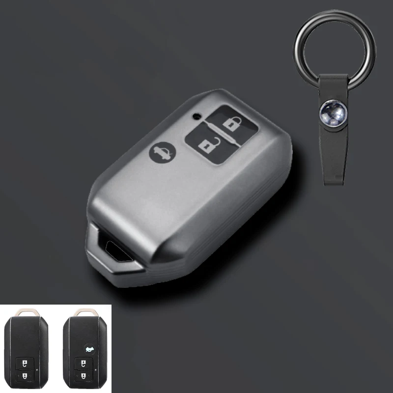 Grey TPU Car Remote Key Case Cover Shell For Suzuki Ertiga Swift Wagon R 2 Button Protected Holder Keyless Fob Accessories