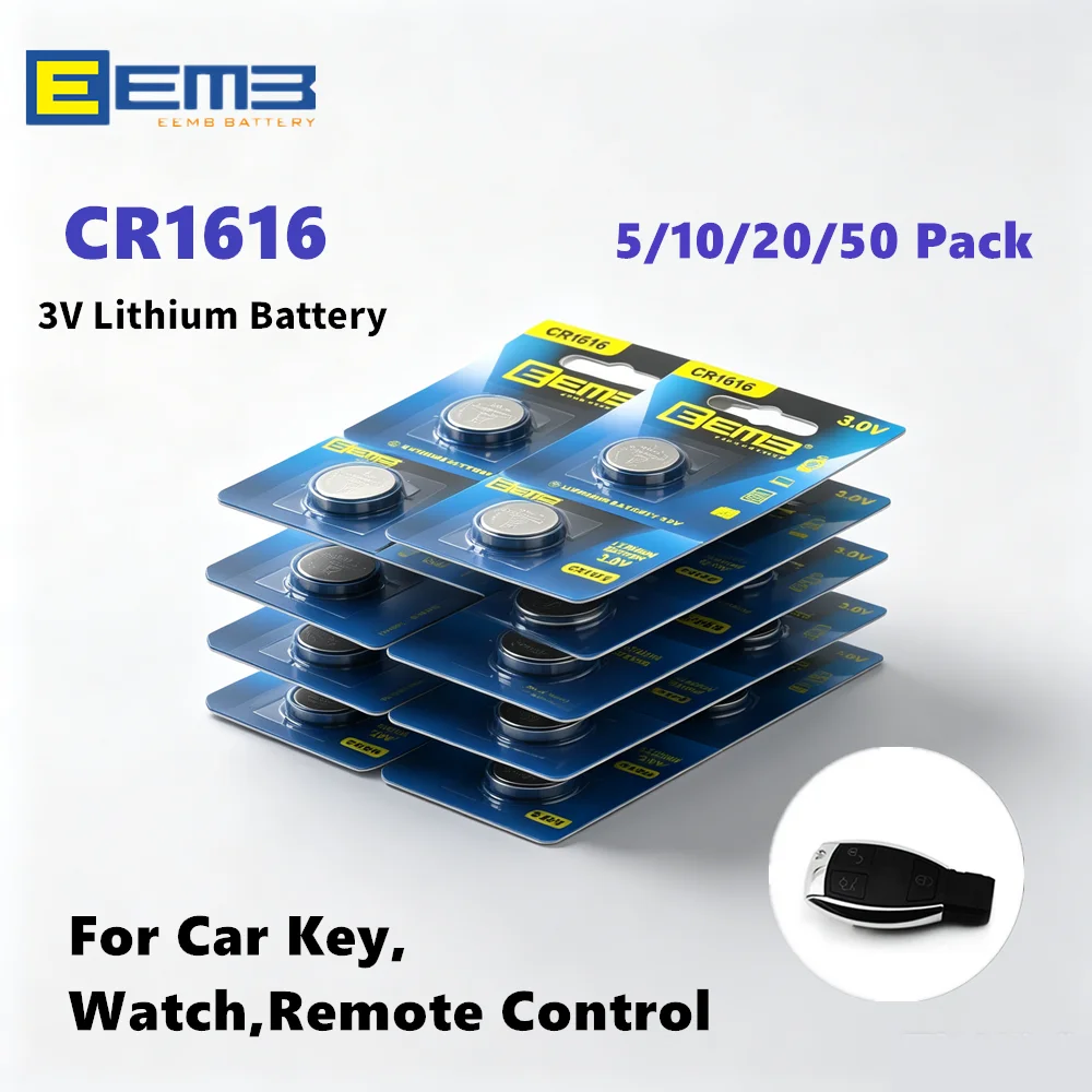 EEMB CR1616 3V 50mAh Lithium Coin Cell Battery Non-Rechargeable 10/20/50PCS for Watch Calculator Remote Control Hearing Aid