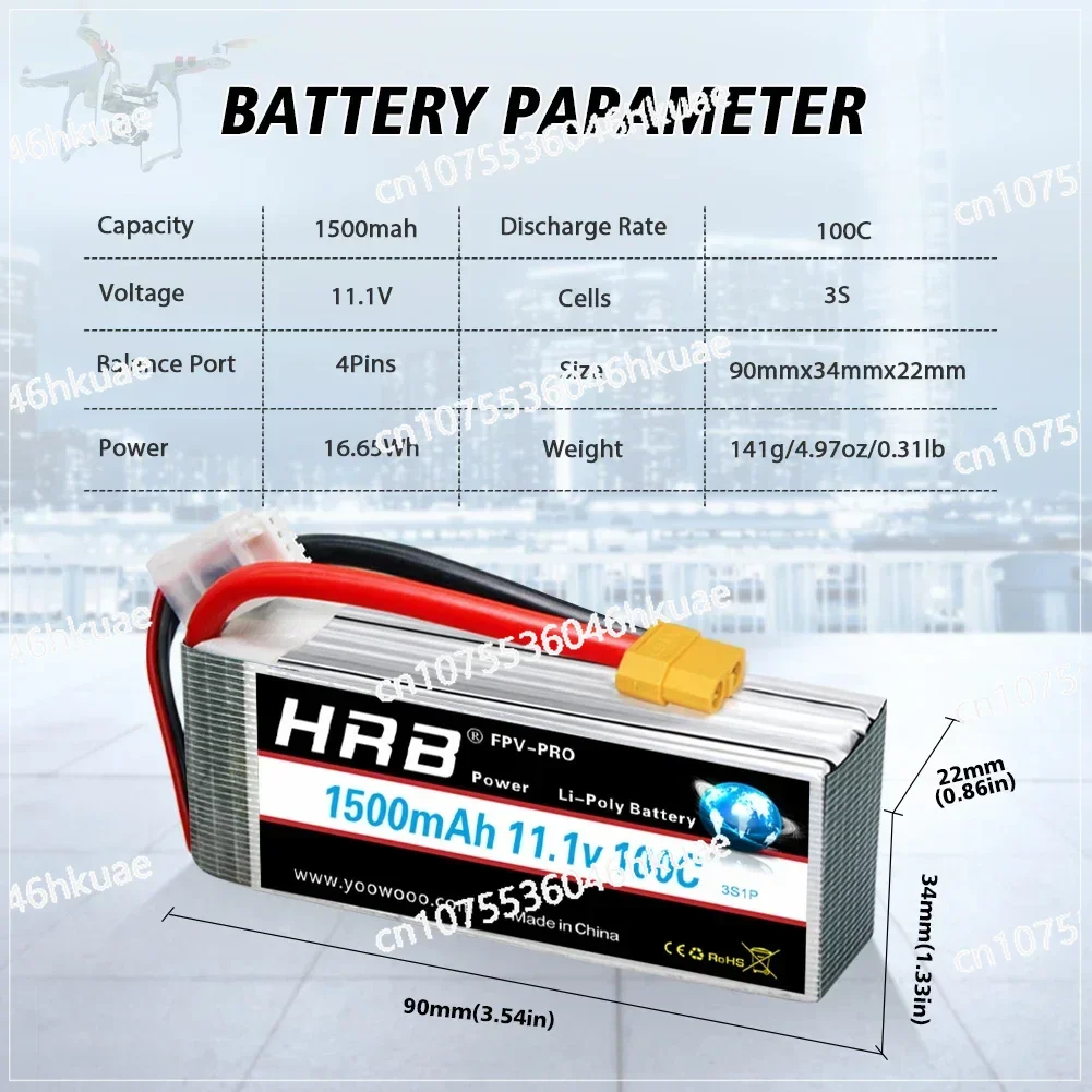 2PCS  2S 3S 4S 6S Lipo Battery 11.1v 1300mah 1500mah 2200mah 4000mah 5000mah RC   with Deans Xt60 Plug for Toys