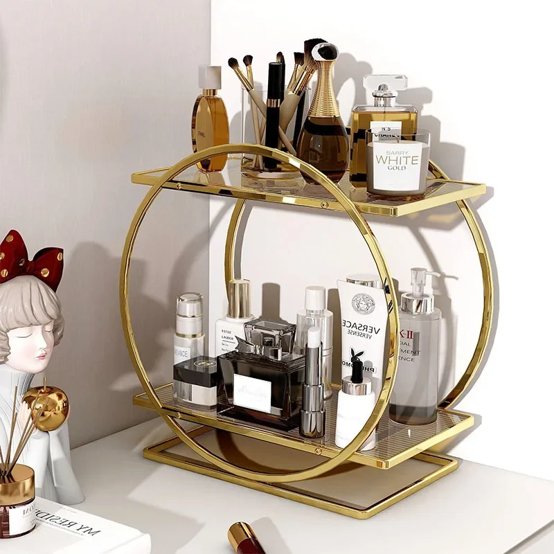2 Tier Bathroom Counter Organizer Cosmetics Storage Holder Multi-Purpose Skincare Shelf Display Rack For Home Bathroom Bedroom