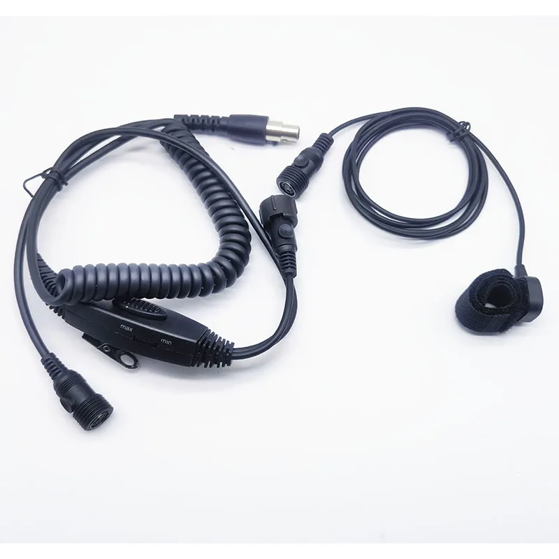 Replacement Mini XLR 5-Pin Pilot Noise Reduction Aviation Headset VOX Adjustment Cable with Dual PTT Mic Speaker Headphone Wire