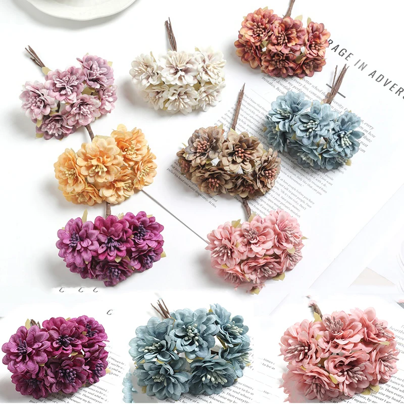1/3 Uds 11cm Margarita de seda falsa ramo Artificial estambre de flores rosas decoración de boda fiesta decoración del hogar manualidades corona regalo Accesso