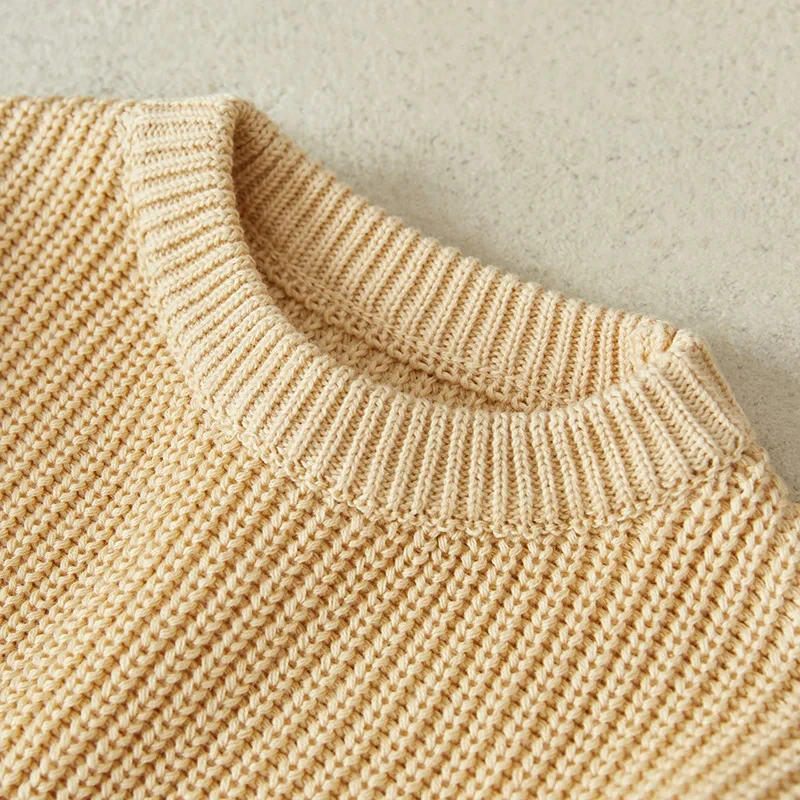 New Boys Girls Pure Color Knit Sweater Baby Kids Boys Girls Pullover Sweaters Clothes Casual Tops Kids Clothes 3M-5Y