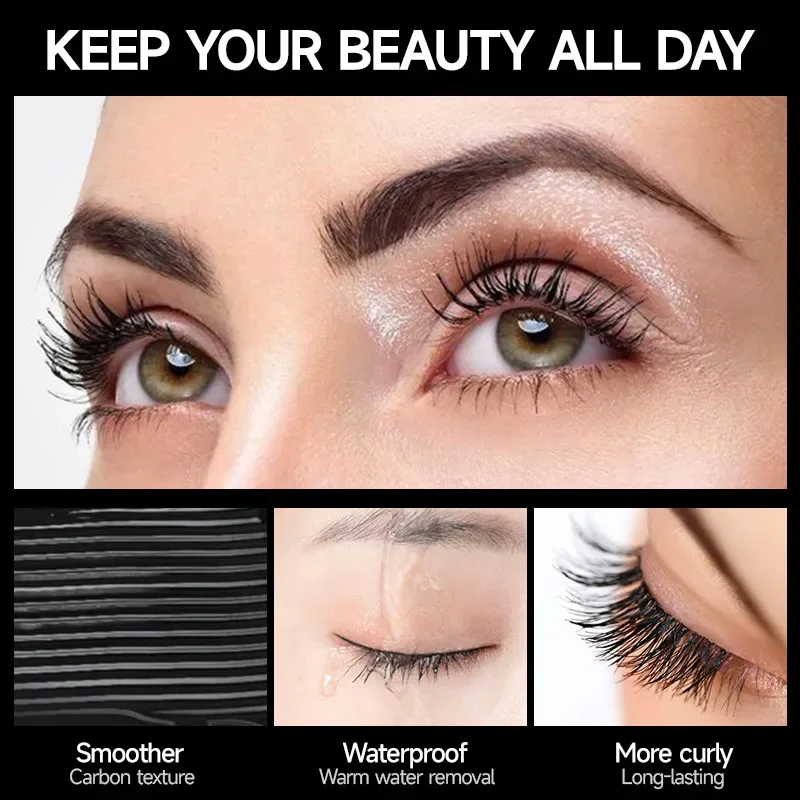 4D Thickening Mascara Waterproof No Fading Eye Lashes Brush Enhance Eyelashes Anti-fouling Black Lasting Mascara Korean Makeup