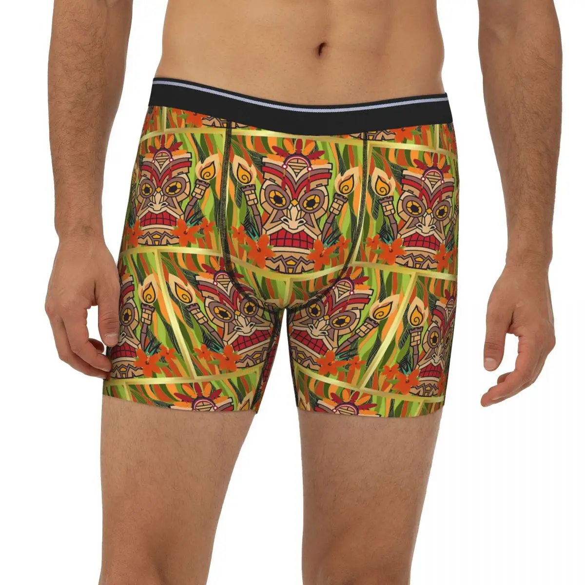 

Длинные трусы-боксеры с этническими тотами индейцев, Тики, короткие мужские трусы, вентилируемое нижнее белье для мужчин, подарки бойфренду